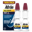 AFRIN No Drip Night Nasal Mist Twin, Non-Drowsy, Fast- Acting Decongestant untuk Revelful Scent, Dewasa dan Anak-anak 6 dan Lebih Tua, .5 lf oz (Paket 2)