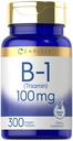 Carlyle B1 Vitamin 100mg 124; 300 Tablet 12.4; Tambahan untuk Perempuan & Pria & Pria 124; seperti Thiamin HCl 126; Vegan, Non-GMO & Gluten Bebas