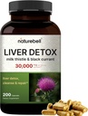 Suplemen Detox Liver - 200 Capsules dengan Milk Thistle 30.000.000 mg & Black Currant 124; Natural Active Silymarin - Ekstra 60: 1 Ekstrak - Herbal Cleanse & Repair Dukungan - Non-GMO