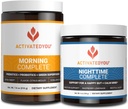 ACTIVATEDYOU Morning Pregite, Propoles, and Green Superfood (Citrus Medley) & Nighttime Complete, Ashwaghanda (Raspberry Lemonade), 30 Servis