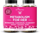 Metabolisme bagi-Nya - Appetite & Metabolism Dukungan bagi Perempuan - Kurb Crauges, Mengurangi Peninapan Caloric & Prolect Feelings of Fullness - Berine, Chromium Picolinate & Guarana - 120 Veg Capsules