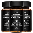 Live Bearded Beard Boost - Beard Growth Vitamin for Men with Biotin, Collagen, Silica, Fo- Ti Root - Facal Growth for Men, Made in The USA 124; 90- Day Supppply
