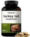 NaturreBell Tail Mushroom Capsules 15.000mg Per Serving, 240 Count 124; 25: 1 Fruiting Body & Myselium Extract - Imune & Brain Health Mushroom Supplemen.