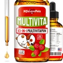 Liquid Multivitamin for Dogs - Cat Multivitamin for Indoor Cats - 10- 1 Liquid Dog Vitamin B Complex, C, D3 - Ditraffic, Urmination, Hip & Gabungan, Skin & Coat - Cranberry Flavor - 2 Oz