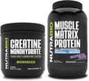 NutraBio Creatine Monohydrate, Unflashted, (150 g) dan Muscle Matrix Protein Powder, (Confetti Cake) Pasokan Bundle - Muscle Energy, Maximum Growth, Recovery, and Power