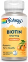 SOLARAY Biotin 10000 mcg Lozenges - Biotin Suplemen dengan Vitamin A - Nerve Fungsi dan Energi Cellular - Natural Orange Juice Flavor, Great Taste, 60- Day Afficitee, 100 Serations, 100 Lozenges