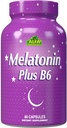 ALFA VTAMINS Melonatin Plus B-6 Tambahan dengan 5MG Sleep Regulator Siklus - Kesehatan Kardiovaskular - Sistem kekebalan - 60 Kapsul