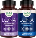 Sarjana Natural Sleep Aid Bundle 124; Luna & Luna Melonain- Free Sleeping Pills with Natural Ingreations Melonalin, Valarien, & More (120 Count)