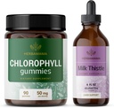 HERBAMAMA Chlorophyll dan Milk Thistle Kit - Bundle of 50 mg Chlorophill Gummies & Milk Thistle Extract Tincture 4 - Vegan, Non-GMO, Sugar & Alcohol- Free - 2 Pack