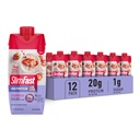SlimFast Protein Shake, Strawberry- 20g Protein, Pengganti Meal Siap untuk Minum, Protein Tinggi dengan rendah Carb dan Gula Rendah, 24 Vitamin dan Mineral, 12 Count (Packing May Vary) (Packing Paket Mei)