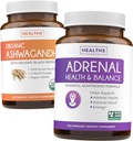 Ashwagandha & Adrenal (2-Bulan Suply) Perbaikan Adrenal Adrenal - Organik Ashwagandha Natural Adrenal & Cortisol Dukungan (120 Caps) & Adrenal Sistem & Cortisol Manajer L- Tyrosine Fatigue Dukungan (120 Cap)