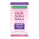 Nature 's Bounty Advanced Hair, Skin & Nails, Argan- Infused Vitamin Suplemen dengan Biotin dan Acid Hyaluronic, 150 Rapid Rapid Melepaskan Softgels, 50 Total Pelayan