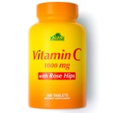 ALFA VTAMINS Vitamin C dengan Rose HIPS dengan 1000 mg Vitamin C per Serving - Antioksidant & Imune Dukungan + Supports Heally Skin & Joints - Non GMO, Vegan, Gluten Free, Dairy Free - 100 Tablet