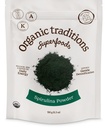 Tradisi Organik Spirulina Powder Vegan Non-GMO Superfood, 5.3oz (150g) Bag, 50 Servis per Bag