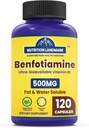 Vitamin B1 Benfotiamine, 500mg per Serving, 120 Capsules, Fat & Water Soluble Vitamin B1, Gluten Free, Non-GMO, Vegetarian