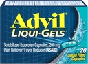 Advil Liqui- Gels Pain Reliever and Fever Reducer, Pain Medicine for Adults with Ibuprofen 200mg for Headache, Bacache, Menstrual Pain and Joint Pain Relief - 20 Liquid Filed Capsules