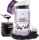 USDA Organic Dry Elderberry 1lb Bulk (Safst Packaging, Refaable Bag, BPA-Free Scoop) Natural, non-irradiated, Raw Whole Black Elderberry, Imune Dupport, Make Sambucus Elderberry Syrup, 1 Pound