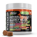 Relief Dog Allergy Chews 124; Itchy Skin Relief for Dogs 14; Colostrum Astragus Omega 3 Bee Pollen Echinacea Nettle Leaf Quercetin Licorice Root Spirulina ACV Imune-Pack of 1