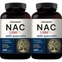 2 Paket Tambahan NAC (N-Acetyl Cysteine) dengan Quercetin, 1.200 mg Per Serving, 480 Capsules 124; Double Power Antioksidant Dukungan untuk Imune, Liver, & Lung Kesehatan - Non-GMO