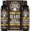 Viking Revolution Beard Wash and Beard Conditioner for Men with Argan Oil and Jojoba Oil - Beard Softtener and Strengthener Beard Care Shampers and Conditioner with Beard Oil (10oz, Sweet Tobacco)