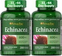 Puritan 's Pride Premium Echinacea Natural Whole Herb Herbal Suplement 400mg, Dietary Suplemen Kesehatan, Imune System Dukungan, 200 Rapid Rapid Rilis Kapsul, 2 Pack