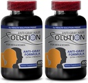 Catalase AntiGray - Gray Solution for Men and Women - Anti Gray Hair Suplemen Vitamin - Warna Rambut Alam Organik untuk Tudung Rambut Abu-Abu - Rambut Memproduksi untuk Perempuan - 2 Botol 120 Kapsul
