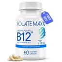 L-Methylfolat + B12 Methylcobalamin Blend 7.5mg - 60 Capsules - Active Folic Acid & Methylated B12 - MTHF & B12 Supplemen & Women - Non GMO, Gluten Free, No Fillers