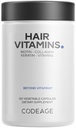 Codeage Hair Vitamin 10.000 mcg Biotin, Keratin, Collagen, Vitamin A, B12, C, D3, E, Zinc, Turmeric, Progories, Enzymes, Inositol - Pendukung Rambut Sehat - Pill Rambut Berat - 120 Capsules