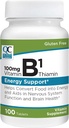 Kualitas Pilihan Vitamin B1 Thiamin 100 mg Energi Dukungan, Fungsi Sistem Gugup, Tablet Tambahan Vitamin Otak, 100 Botol Count