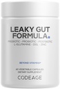 Codeage Leaky Gut Suplement, L- Glutamine, N- Acetylglucosamine, Probiotic, Butyric Acid, Polyphenol, Quercetin, DGL, Marshmallow Root, Berine, BioPerine, Cinnamon, Vegan, Non - GMO, 60 Kapsul