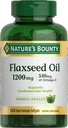 Nature 's Bounty Flaxseed dan Omega 3, Dietary Supplemen, Pendukung Kesehatan Kardiovaskular, 1200 mg, Softgels, 125 ct