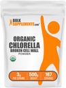 BuckSuppliments.com Organic Chlorella Powder - Broken Cell Wall, Green Superfood Powder, Chlorella Suplemen - Gluten Bebas, 3g per Serving, 500g (1,1 pon) (Paket 1)