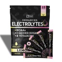 Enhanced Electrolite Powder Stick Packs (Lemon Berry 124; 20 Packets) w / 0 Sugar + BCAAs + B-Vitamin Electrolyte Supplemen w Potemary Zinc & Magnesium for Hydration - Keto Electrolytes