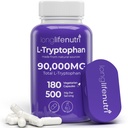 L-Tryptophan 500mg - 180 Vegetarian Capsules, 6 Bulan Suply, untuk Sleep Aid and Mood Stability, Lab Test, Dibuat di USA, Non-GMO