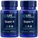 Ekstensi Hidup Super K, Vitamin K1, Vitamin K2 mk-7, Vitamin K2 mk-4, Vitamin C, Bone / Heart / Arteri Kesehatan, 3-Bulan Supply, Gluten- Free 1 Daily, Non-GMO, 90 softgels (Paket 2)