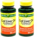 Spring Valley - Cod Liver Oil dengan Vitamin A & D 100 softgels (Paket 2)