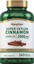 Piping Rock Super Ceylon Cinnamon Kompleks Kapsules 124; 240 Powder Pil 2.124; Ekstraksi dengan Chromium dan Biotin 124; Vegetarian, Non-GMO, Gluten Bebas