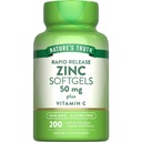 Nature 's Truth Zinc 50mg Suplemen 124; dengan Vitamin C 124; 200 Liquid Softgels 12.4; Non-GMO & Gluten Bebas