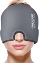 Kapten Relief ONLYCARE Migraine, Topeng Migraine Sooting, Upgraded Odorless Gel Ice Head Close, Terapi Panas dan Dingin, FSA atau HSA Enache Ice Pack untuk Tension dan Stress (Grey)