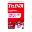 Tylenol Extra Enerve Dissolve Packs, 500 mg Acetaminopenhen Pain Reducer & Fever Reducer, On- TheGo Powder Packet for Minor Aches & Pains, Ibuprofen - & Aspirin - Free, Berry Flavor, 12 ct