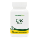 NaturesPlus Zinc Tablets - 10 mg, 90 suplemen Vegetarian - Suplemen Sistem Ammune - Bebas - Pertumbuhan Sel & Reparts - Memroses Dibuble Sehat, Metabolisme & Vision - Gluten- 90