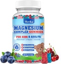 Anak-anak Magnesium Gummies - Magnesium Glycinate Citrate Chewable Suplement dengan Vitamin B6, D3, Passion Flower, L- Teanine - Sugar Free Calm Magnesium untuk Anak-anak & Dewasa Tidur, Mood, Relaxation, 60 Chews