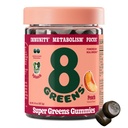 Super Greens Powder Gummy Superfood untuk Metabolism, Imunity & Focus, Digetical Health Enzymes, Organic: Chlorella, Spirulina, Aloe Vera, Peach Flavor, 50 Count