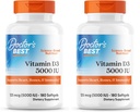 Dokter terbaik Vitamin D3 5000IU, Non- GMO, Gluten & Soy Free, Regulates Immune Fungsi, Support Heally Bones, White, No Flavour, 180 Count (Pack of 2)