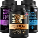 MEDCHOICE Turmeric & Ginger (120ct), Sleep Melonatin (90ct), and Nootropic Brain (60ct) Suplemen Bundle - Wellness Trio for Brain, & Imune Support - Vegan, NON-GMO, Gluten- Free