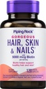 Piping Rock Skin dan Nails Vitamin 124; 120 Caplet Pil 124; dengan Collagen 124; 5000 mcg dari Biotin 124; Non-GMO, Gluten Free Supplemen