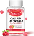 Kalsium Magnesium Zinc Gummies dengan Vitamin D3 & K2, Kalsium Gummim untuk B0nes Muscles, Perempuan & Pria, Raspberry Flavor - 60 Count