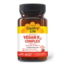 Country Life ® Vegan K2- 500 mcg, 60 Ct. Strawberry Flavor - bersertifikat Gluten Bebas - Vegan bersertifikat oleh AVA - untuk Mendukung Bone Health