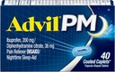 Advil PM (40 Count, Pack of 2) Pain Reliever / Nighttime Sleep Aid Coated Caplet, 200mg Ibuprofen dan 38mg Diphenhydramine Citrate