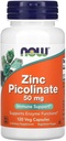 NOW Foods Zinc Picolinate 50mg, 120 Capsules (Paket 2)